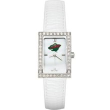 MINNESOTA WILD LADIES ALLURE WATCH WHITE LEATHER STRAP