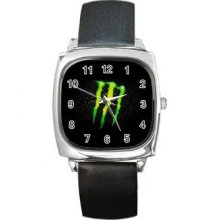 Monster Energy Unisex Silver-Tone Square Metal Watch 03