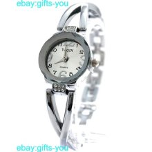 Montre Round Pnp Shiny Silver Silver Dial Ladies Women Bracelet Watch Fw797a