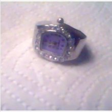 Mother's Day Gift! Cubic Zirconia Watch Ring with Purple Face