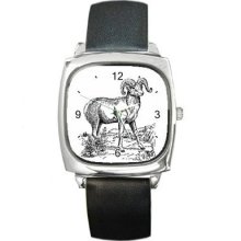 Mountain Goat Vintage Art Unisex Square Wrist Watch