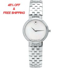 Movado Diamond Stainless Steel Womenâ€™s Wrist Watch 0605146 Retail $ 2295.00