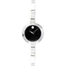 Movado Women's Bela Swiss Quartz Black Dial Silver-tone Watch