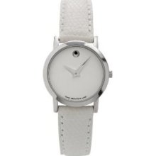 Movado Women's Museum White Genuine Lizard Strap Watch 0605652