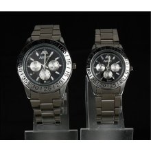 Nary Sports Coulpe Stainless Steel Quartz Watch Classic Series Black Dial