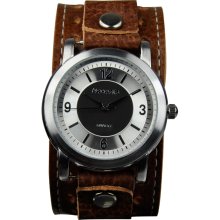 Nemesis Men's Retro Leather Strap Watch (Durable mineral crystal protects from scratches)