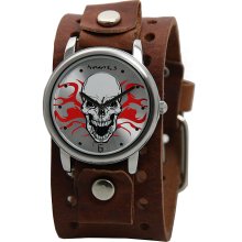 Nemesis Men's Silvertone Fire Skull Cuff Watch (Nemesis Men's Silver Fire Skull Cuff Watch)