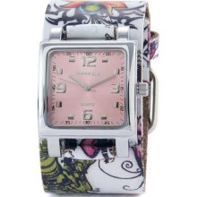 Nemesis Women's Punk Rock Floral Design Leather Cuff Band Watch (Leather)