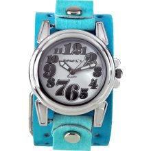 Nemesis Women's Trendy Oversized Aqua/Blue Leather Watch (Trendy Oversized Aqua/Blue Leather Watch AVT069S)