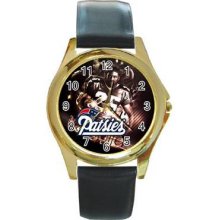 New England Patriots Unisex Gold-Tone Round Metal Watch 05