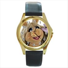 NEW* HOT MISS PIGGY THE MUPPETS Gold Tone Unisex Round Metal Wrist Watch Gift - Gold Tone - Gold