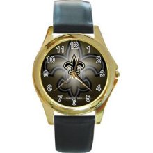 New Orleans Saints Unisex Gold-Tone Round Metal Watch 08