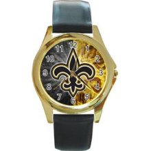 New Orleans Saints Unisex Gold-Tone Round Metal Watch 10