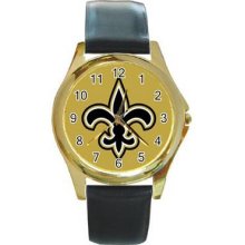 New Orleans Saints Unisex Gold-Tone Round Metal Watch 02