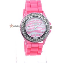 New Style Zebra Animal Print Analog Watch - Pink