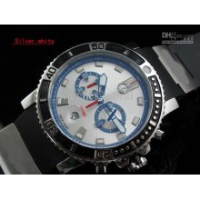 New Yd Japanese Quartz Men Watch 43mm Chronograph Rubber Silver Whit