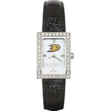 NHL - Anaheim Ducks Ladies Allure Watch Black Leather Strap