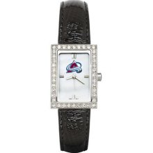 NHL - Colorado Avalanche Ladies Allure Watch Black Leather Strap