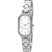 Nine West Silver Tone Oval Face Battery-operated Wrist Watch