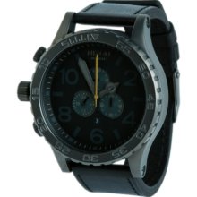 Nixon 51-30 Chrono Leather Watch All Gunmetal/Black, One Size