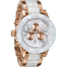 Nixon Rose Gold-tone and White Granite Chronograph Mens Watch A0371046