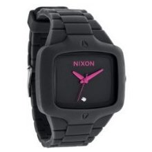 Nixon Watch Matte Black Gold Rubber Player 100m A139-1041