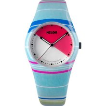 Noon Copenhagen Womens Kolors Plastic Watch - Blue Rubber Strap - White Dial - 01-048