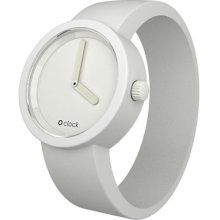 O Clock Unisex Original White Face Watch Ocw20-L (Large) With White Hypoallergenic Silicon Rubber Watch Strap