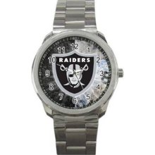 Oakland Raiders Unisex Silver-Tone Sports Metal Watch 01