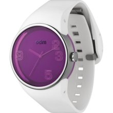 ODM Unisex Blink Analog Stainless Watch - White Rubber Strap - Purple Dial - DD131-5