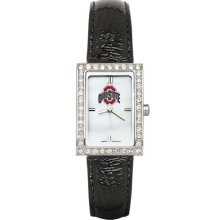 Ohio State Women's Black Leather Strap Allure Watch