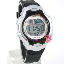 Ohsen Alarm Date 12/24 Model Backlight Digital Rubber Quartz Sport Wrist Watch