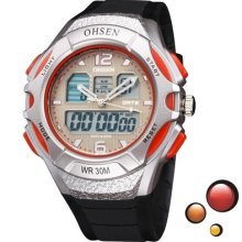 Ohsen Mens Boys Wrist Watches Quartz Led Digital Watch Dual Display Rubber Band