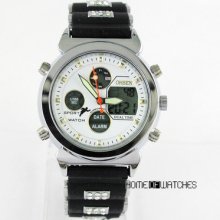 Ohsen Multi Function White Sport Men Analog Digital Dual Time Rubber Wrist Watch