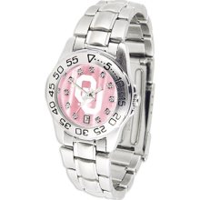 Oklahoma Sooners Ladies Mother of Pearl Steel Sport Watch