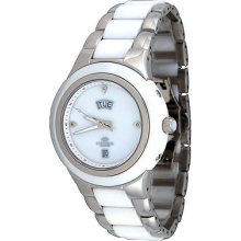 Oniss On435-m Men's Silver Trim Day/date Sapphire Crystal White Ceramic Watch