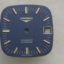 Original Vintage Longines Conquest Automatic Blue Watch Dial 28mm Diameter