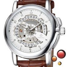 Orkina Fashion Mens Mechanical Wrist Watches Hollow Dial Watch Pointer Display