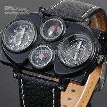 Oulm Male Quartz Wrist Watch Luminous Japan Movt Square Shaped Black