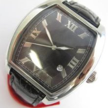 Oval Case Black Dial Quartz N.o.s. Gents Watch Roman Numerals Running