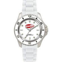 Pedre Unisex Silver Tone Watch W/ White Silicon Strap