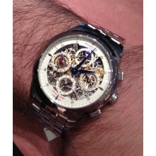 â–ˆ Perrelet Gents Skeleton Chronograph Dual Time Round Watch A1010 â–ˆ