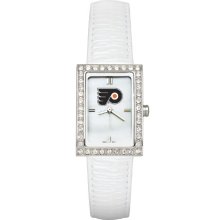 Philadelphia Flyers Women's White Leather Strap Allure Watch