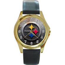 Pittsburgh Steelers Unisex Gold-Tone Round Metal Watch 08