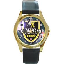 Pittsburgh Steelers Unisex Gold-Tone Round Metal Watch 04