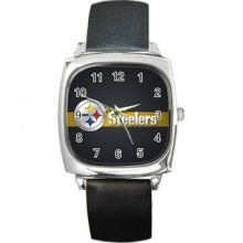 Pittsburgh Steelers Unisex Silver-Tone Square Metal Watch 07