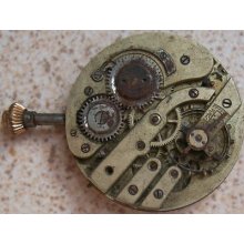 Pocket Watch Movement & Enamel Dial 42 Mm For Parts