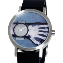 Projects Unisex Time-is-Short Analog Stainless Watch - Black Rubber Strap - Graphic Dial - 7264