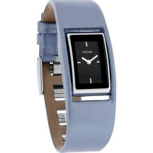 Pulsar Ladies Black Dial Light Blue Leather Strap Quartz Watch PEG693