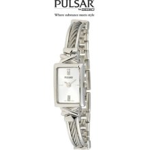 Pulsar Ladies Pegd01 Swarovski Crystal Accented Dress Silver-tone Steel Watch